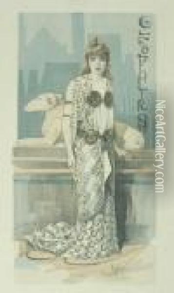 Cleopatre - Mme Sarah Bernhardt Oil Painting - Alphonse Maria Mucha