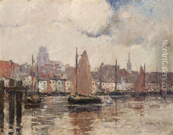 View Of Dordrecht Oil Painting - Wilhelm (Willy) Lucas