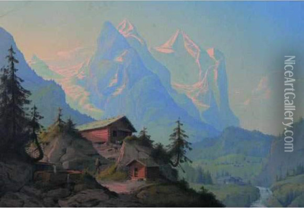 Paysage De Montagnes Oil Painting - Konrad Corradi