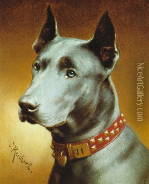 Portrait Einer Dogge Oil Painting - Carl Reichert