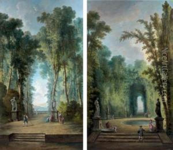 Scenes Galantes Dans Un Parc Oil Painting - Hubert Robert