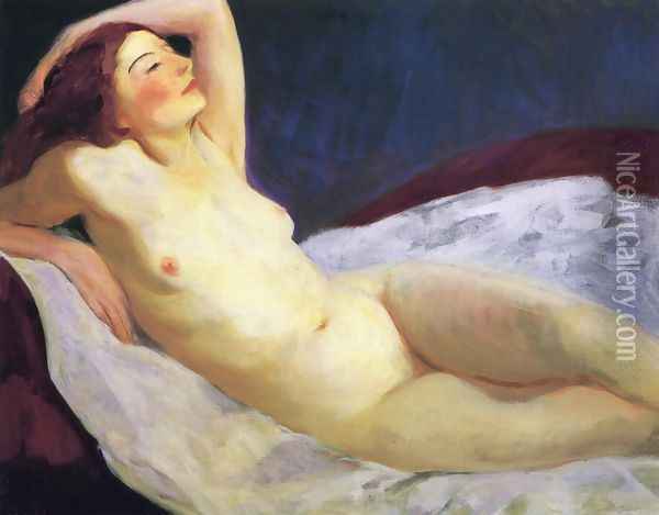 Reclining Nude (Barbara Brown) Oil Painting - Robert Henri