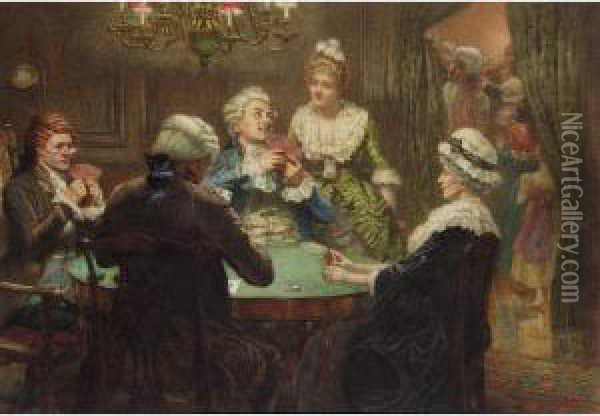 The Whist Party Oil Painting - Edward Frederick Brewtnall