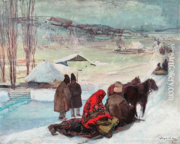 Convoi De Sanii In Bucovina Oil Painting - Arthur Garguromin Verona