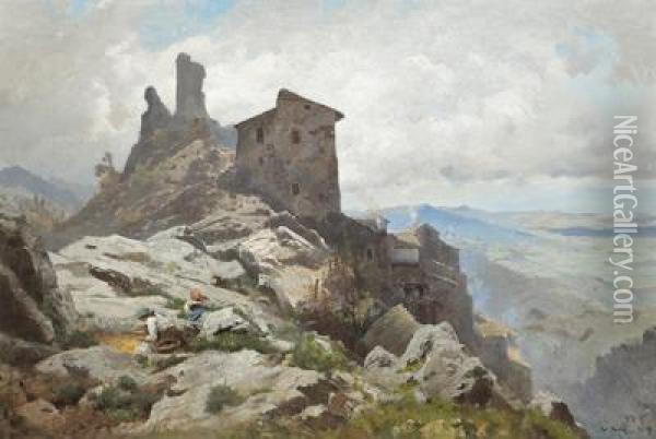 Italian Landscape Oil Painting - Othmar Brioschi