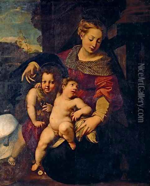 The Madonna and Child with the Infant Saint John the Baptist Oil Painting - Tuscan School