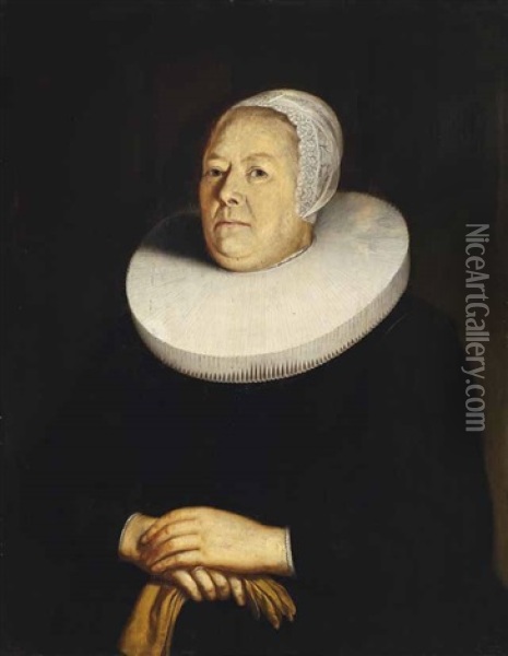 Brustportrat Einer Patrizierfrau Mit Muhlsteinkragen Oil Painting - Thomas De Keyser
