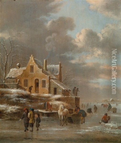 Winterlandschaften (pair) Oil Painting - Nicolaes Molenaer