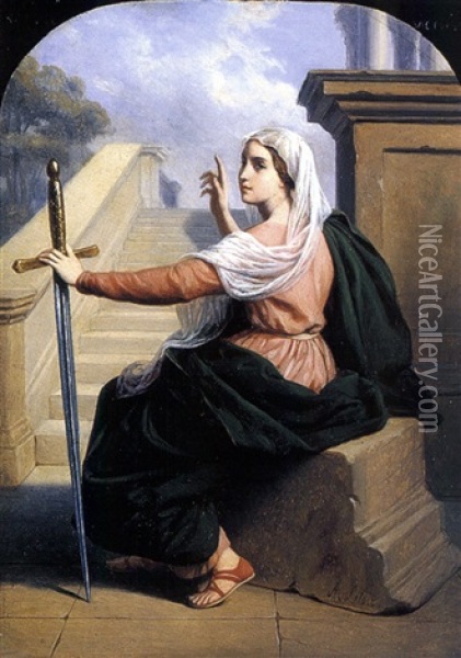 Sainte Victoire Oil Painting - Jean-Baptiste Auguste Leloir