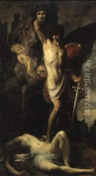Perseus And The Head Of The Medusa Oil Painting - Eugene Romain Thirion