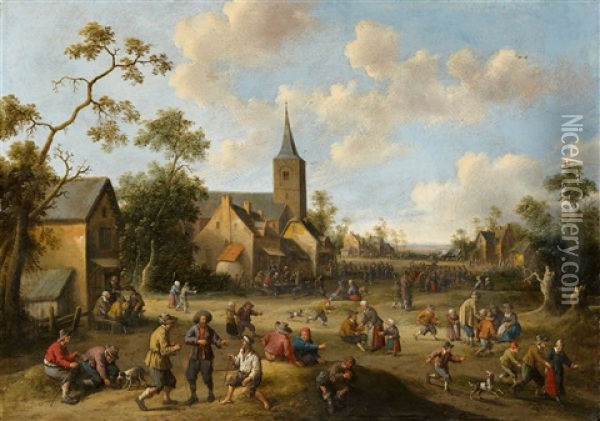 Dorfstrase Mit Reicher Figurenstaffage Oil Painting - Joost Cornelisz. Droochsloot