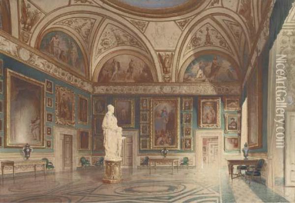 The Sala Dell'iliade In The Galleria Palatina At The Palazzo Pitti,florence Oil Painting - Heinrich Franz