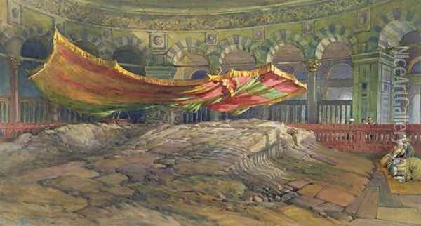 The Sakrah or Sacred Rock, Jerusalem, 1876 Oil Painting - William Simpson