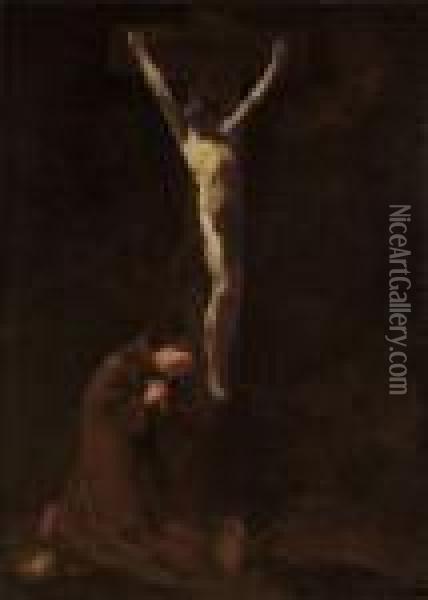 La Crucifixion Avec Saint Francois Priant Au Pied De La Croix Oil Painting - Giovanni Battista Piazzetta