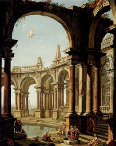 The Pool Of Bethesda Oil Painting - Antonio Joli