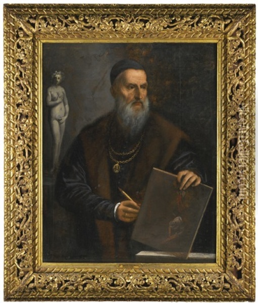 Portrait Of Titian, Half-length Oil Painting - Pietro della Vecchia