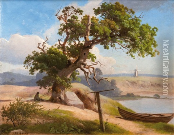 The Old Oak Oil Painting - Heinrich Buntzen