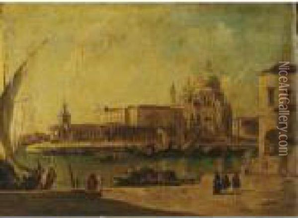 Venice, A View Of The Entrance To The Grand Canal With Santa Maria Della Salute Oil Painting - Francesco Guardi