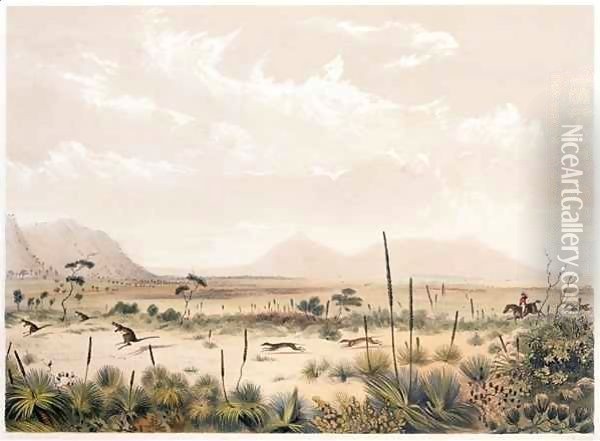 Kangaroo Hunt Oil Painting - George French Angas