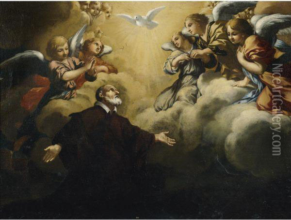 St Philip Neri In Glory Oil Painting - Ciro Ferri