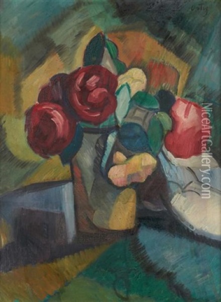 Les Trois Roses, Grenoble Oil Painting - Manuel Ortiz De Zarate