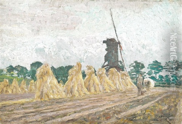 Zomerlandschap Met Ploegende Boer Oil Painting - Emile Claus
