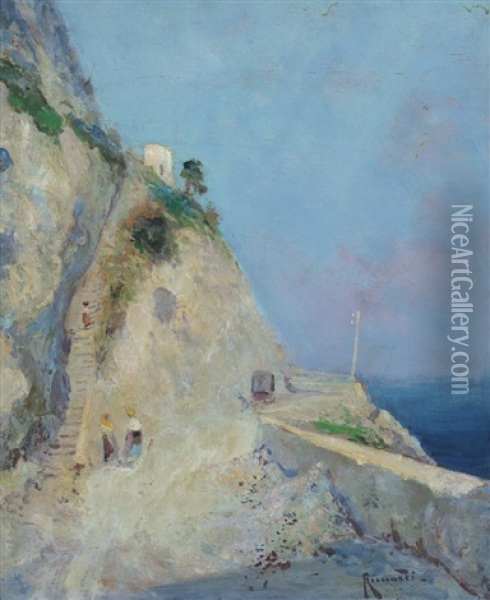 Scala Ad Anacapri Oil Painting - Oscar Ricciardi