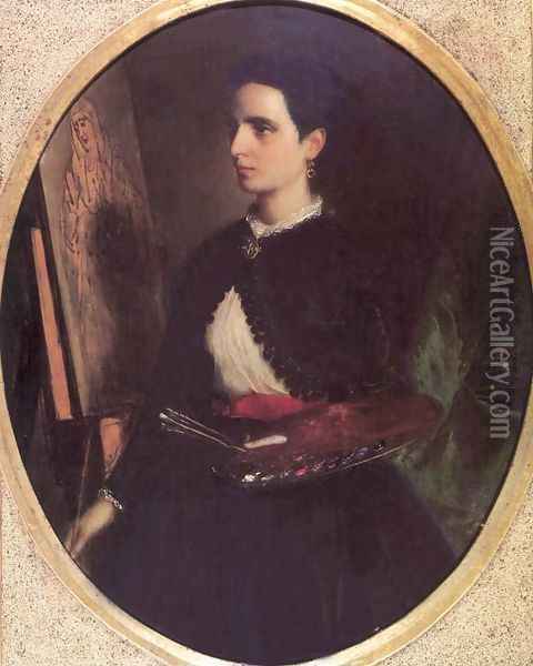 Petra de Castro y Blanco, the Artists Wife 1869 Oil Painting - Mihaly Kovacs