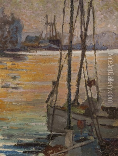 Harbor Evening Oil Painting - Nell Brooker Mayhew