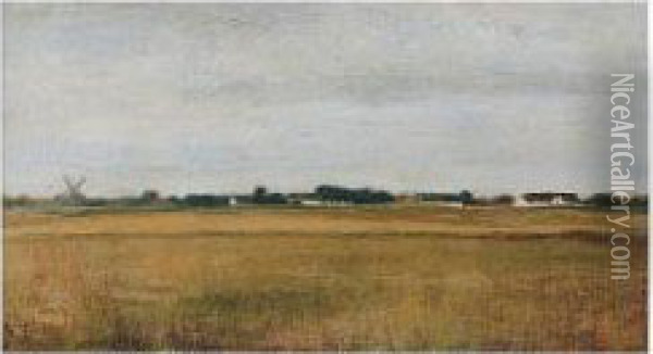 Landskab Fra Virum Ved Frederiksdal. Sommer. (landscape From Virum, Summer) Oil Painting - Vilhelm Hammershoi