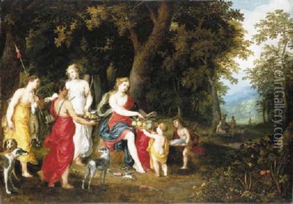 Diana And Her Maidens After The Hunt Oil Painting - Hendrik van Balen the Elder