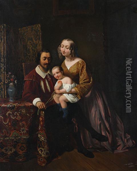 Family Bliss Oil Painting - Nicaise de Keyser