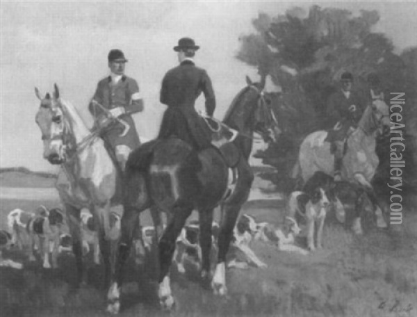 Jagdgesellschaft Zu Pferde Oil Painting - Angelo Jank
