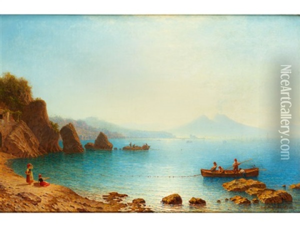 Blick Auf Neapel Mit Dem Vesuv Oil Painting - Carl Morgenstern