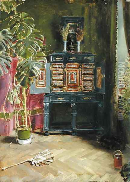 The Green Room Oil Painting - Albert von Keller