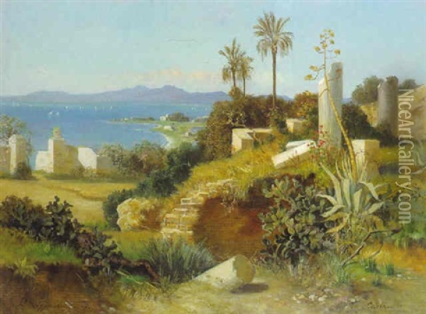 Carthago Mit Blick Auf Das Mittelmeer (nordafrika) Oil Painting - Paul Reiffenstein