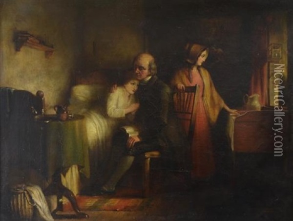 The Sick Child Oil Painting - Charles Compton