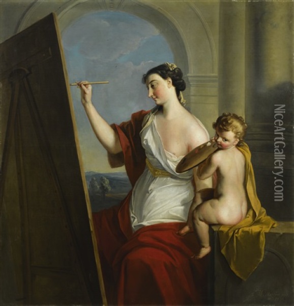 Allegory Of Painting Oil Painting - Philip Mercier
