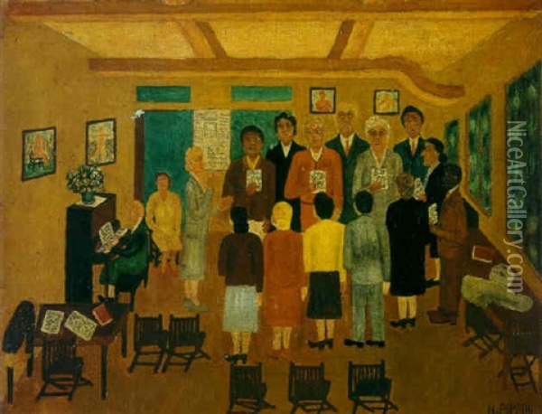 Choir Practice Oil Painting - Horace Pippin