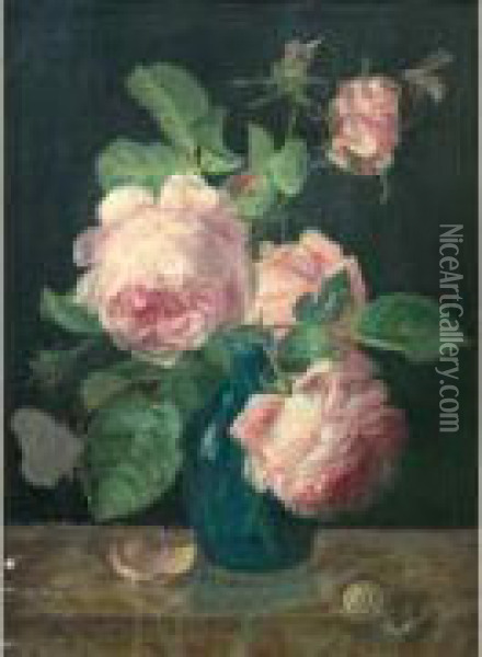Bouquet De Fleurs Sur Un Entablement Oil Painting - Jan Frans Van Dael