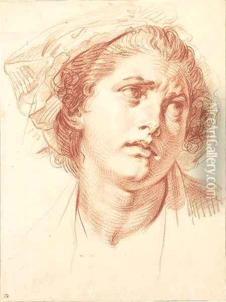 Head of a young girl Oil Painting - Jean Baptiste Greuze