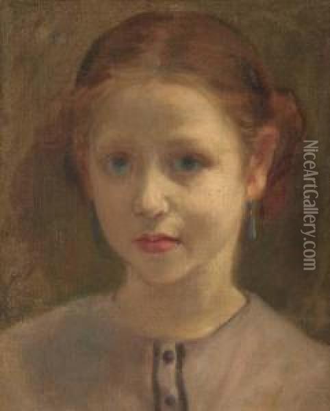 Portrait De Jeune Fille Oil Painting - Diogene Ulysse N. Maillart