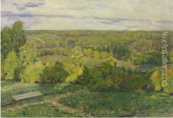 Demyanovo. View From The Dacha Terrace Oil Painting - Apollinarii Mikhailovich Vasnetsov