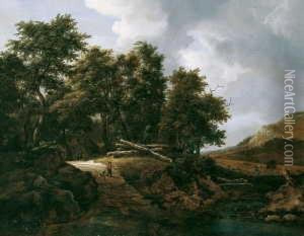 Waldige Landschaft (entrance To A
 Wood).

 Monogrammiert Unten Rechts.

 Ol Auf Leinwand Oil Painting - Jacob Van Ruisdael