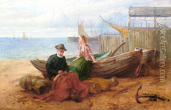 Mending The Nets Oil Painting - Joseph Wrightson McIntyre