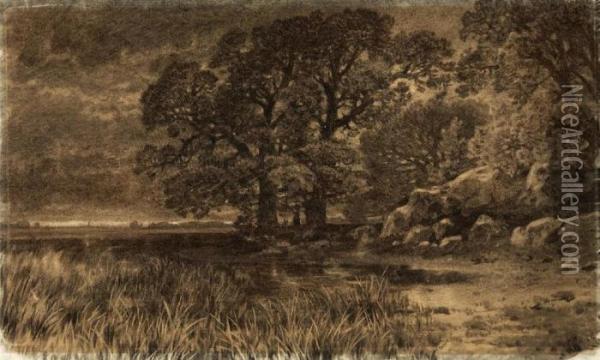 Felsige Flusslandschaft Oil Painting - Alexandre Calame