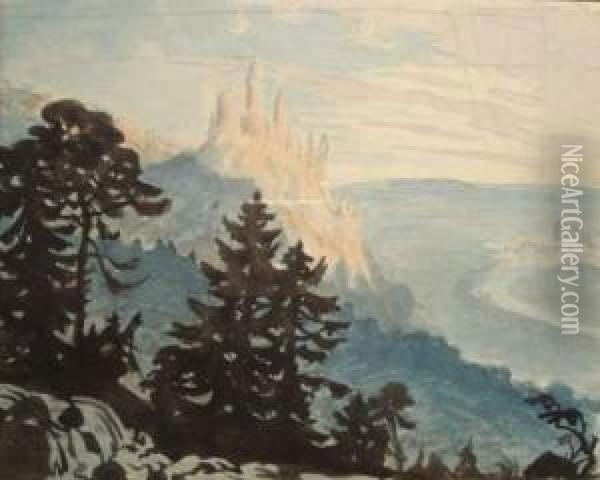Chateau En Montagne Oil Painting - Paul Emile Colin