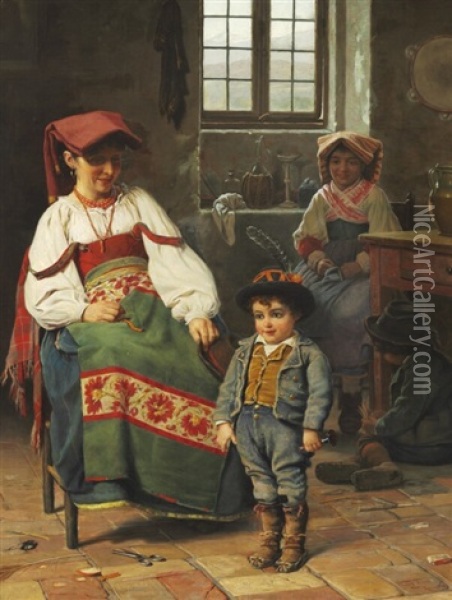 A New Hat Oil Painting - Wenzel Ulrik Tornoe