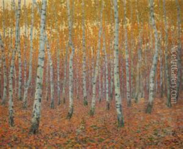 A Birch Forest Oil Painting - Arno Novak