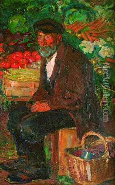Sprzedawca Warzyw Oil Painting - Gustaw Pillati